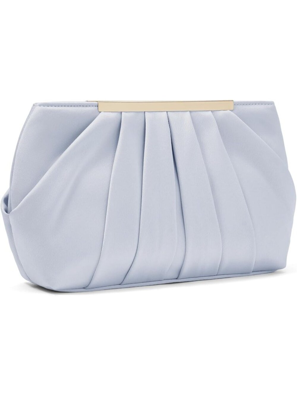 👜 Women's Silver Satin Evening Bag Elegant Pleated Formal Clutch With Chain